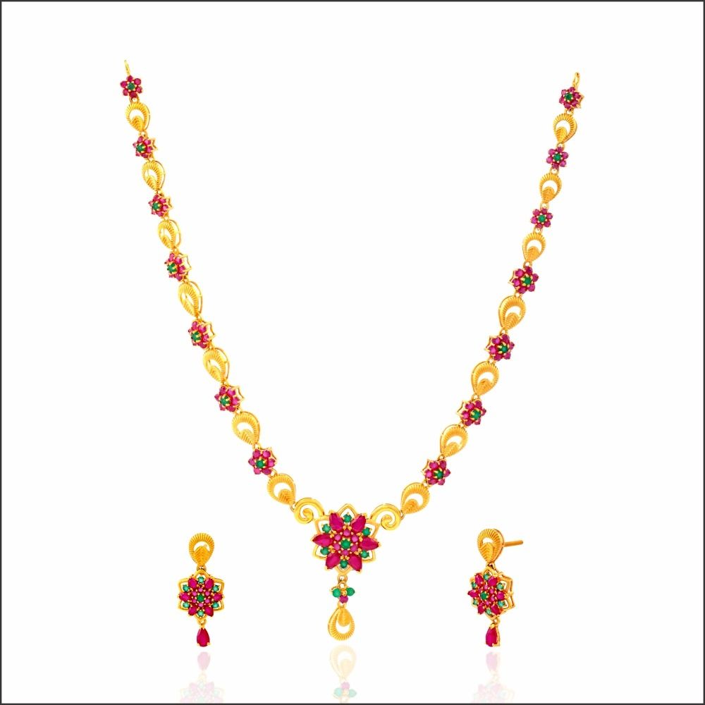 Floral Tales Gold Necklace Set