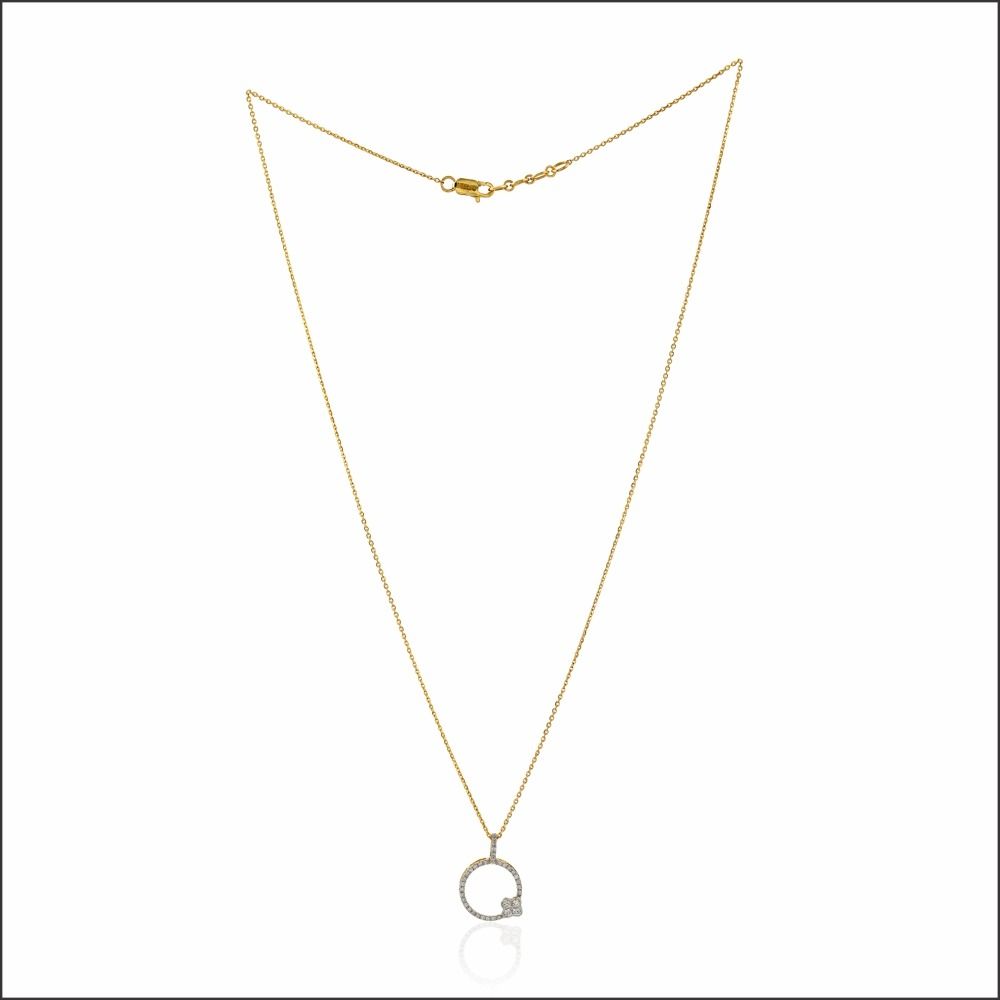 Floral Accent Circle Diamond Pendant Set