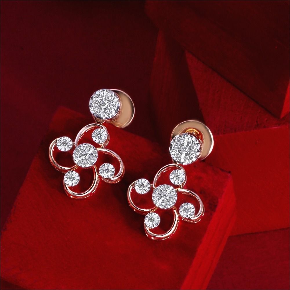 Modern Swirl Diamond Necklace Earrings