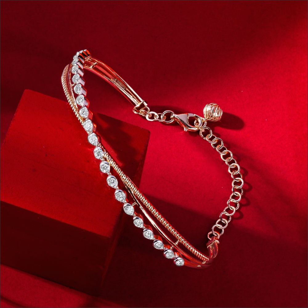 Dazzling Triple-Strand Design Diamond Bracelet