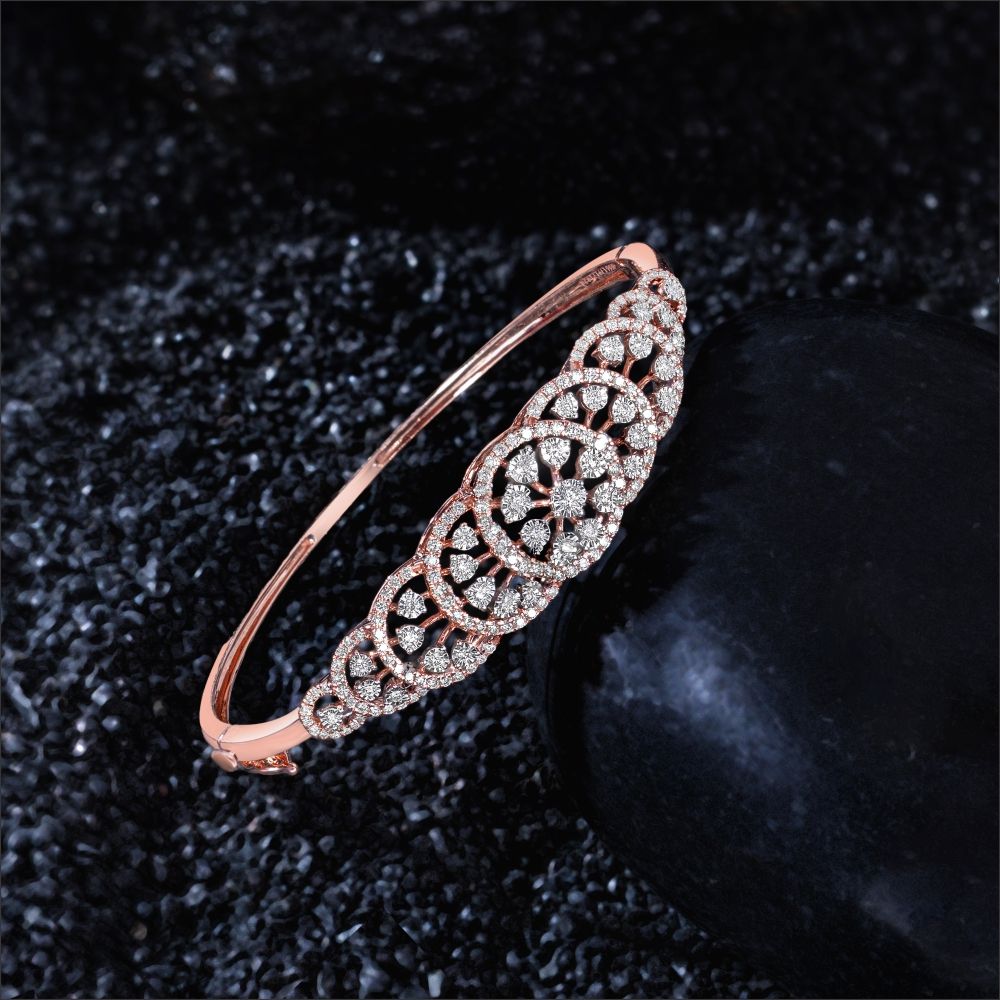 Intricate Filigree Rose Gold Diamond Bracelet