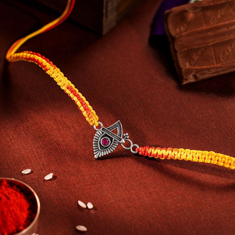 Timeless Bond Morpankh Design 925 Stamped Silver Rakhi