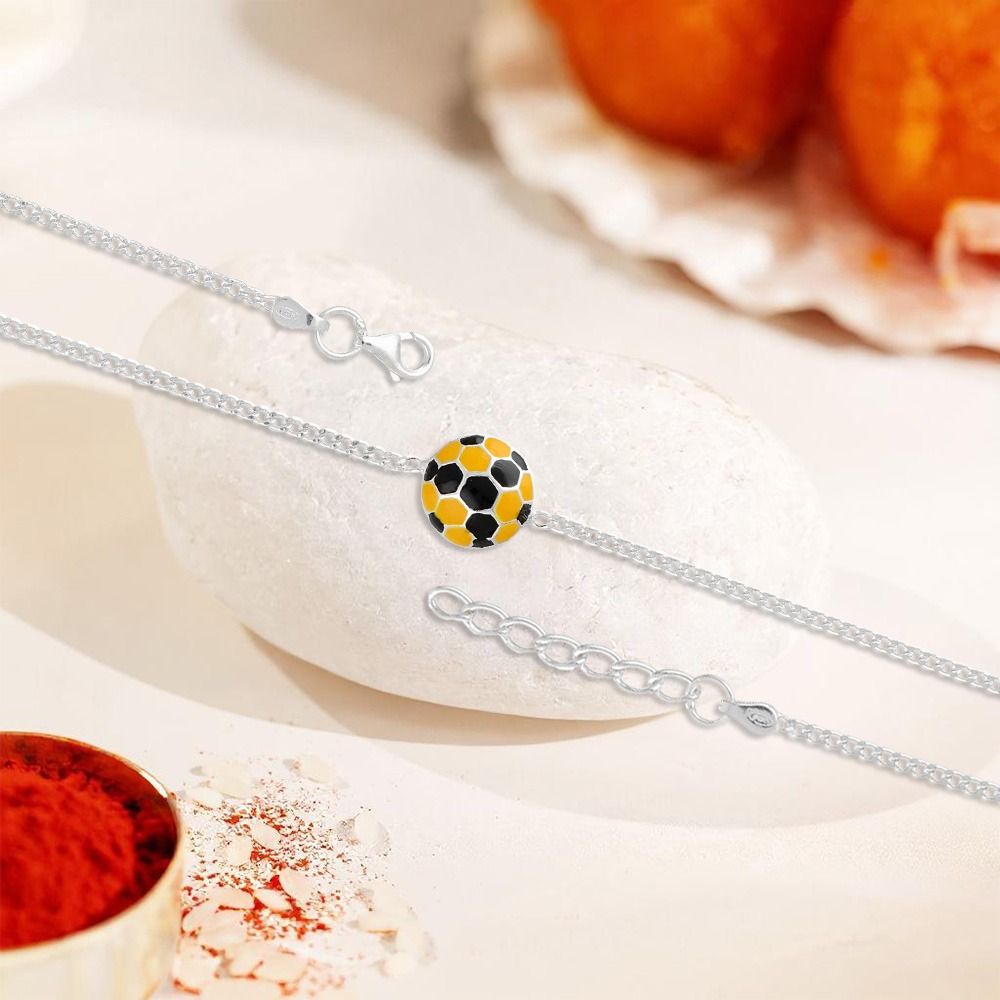 Playful Ball Design 92.5 Stamped Silver Rakhi