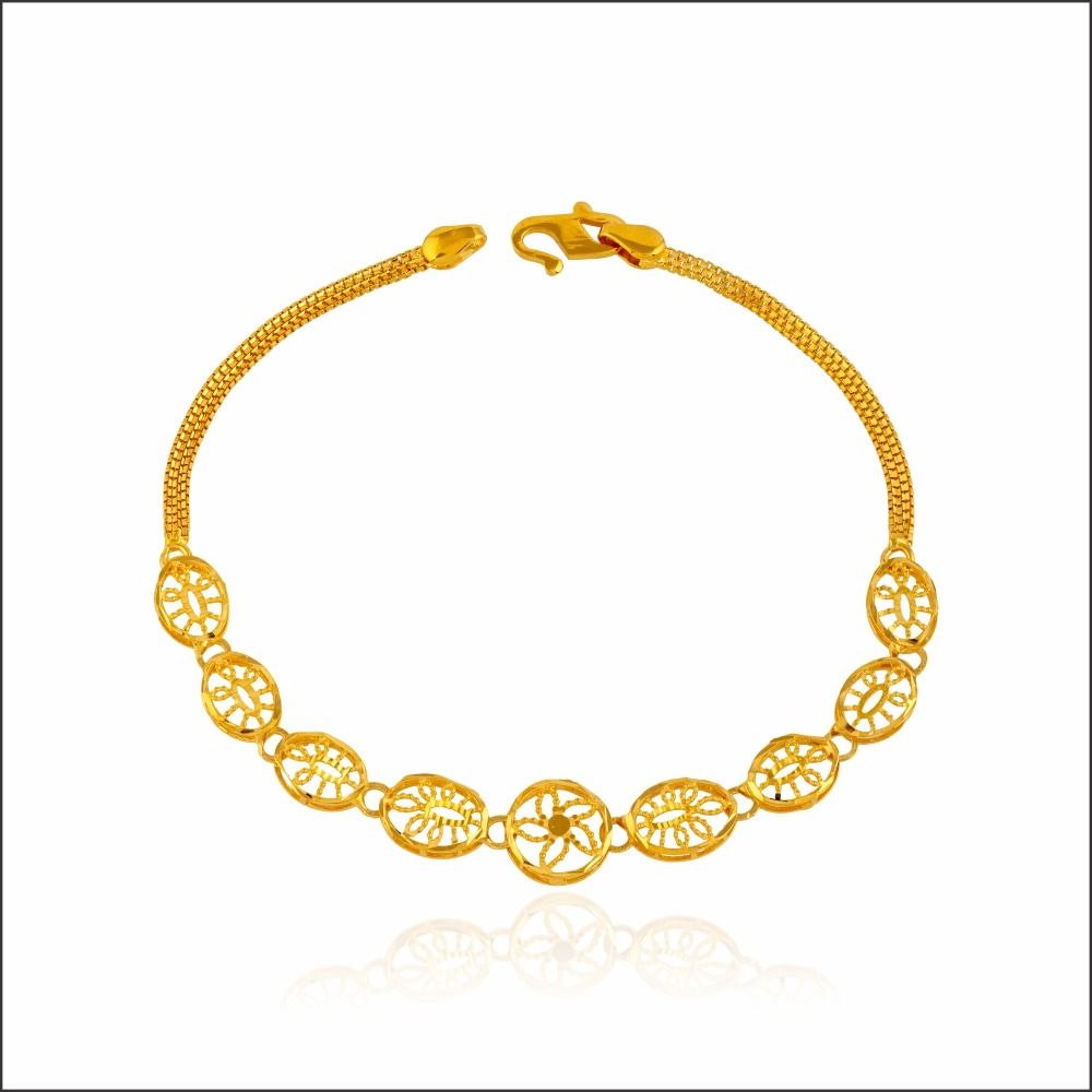 Floral Grid Yellow Gold Bracelet 