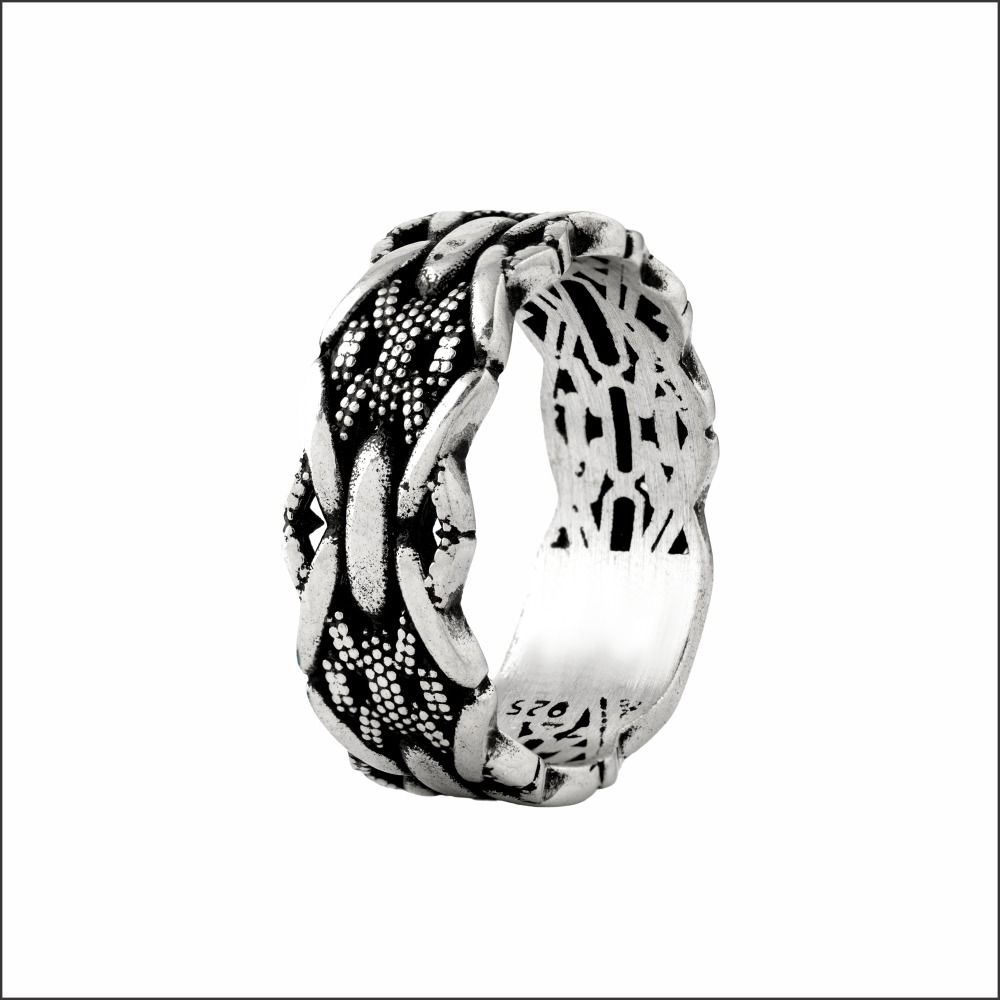 Midnight Glow Matte Silver Band