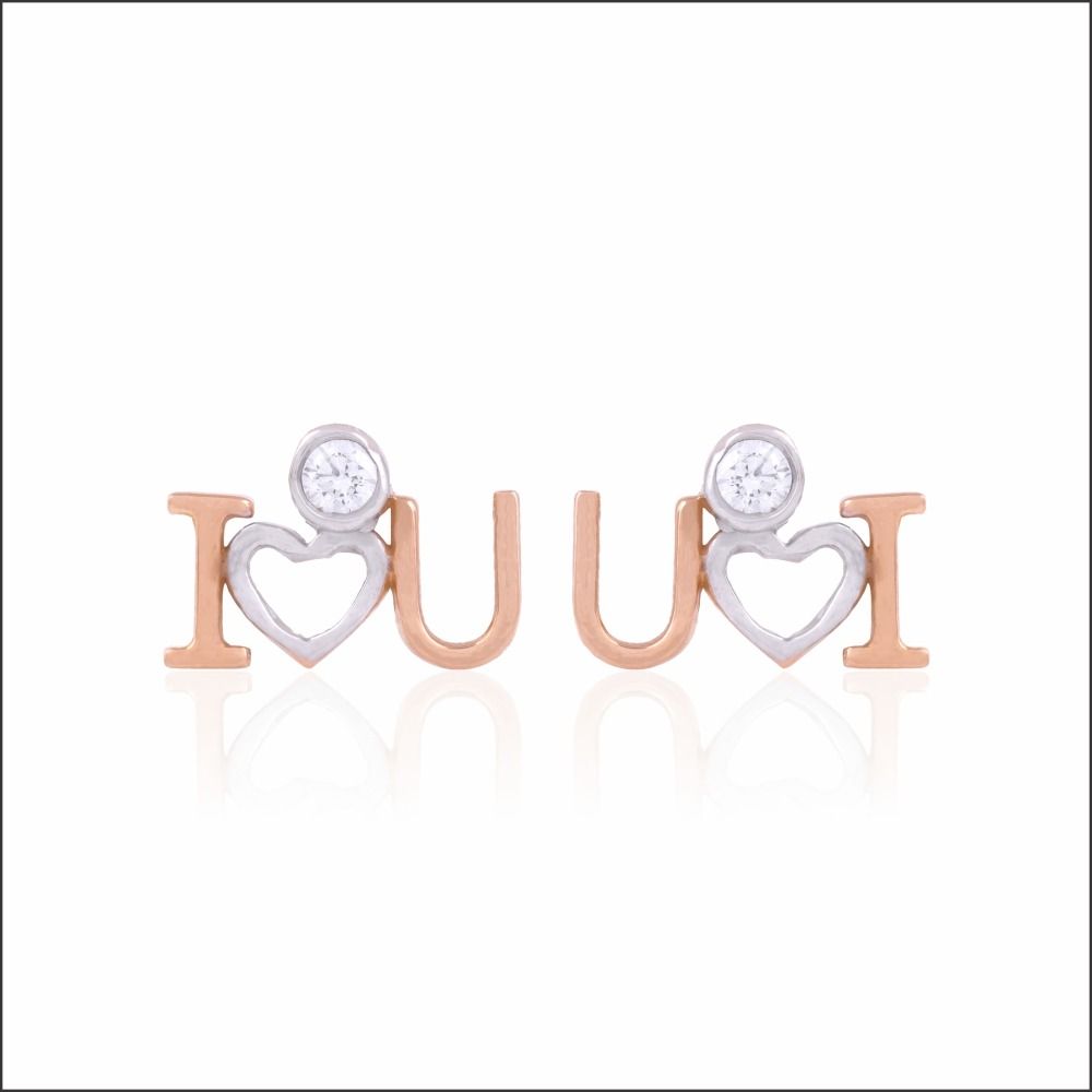 Cheerful I Love You Two tone Gold Earrings