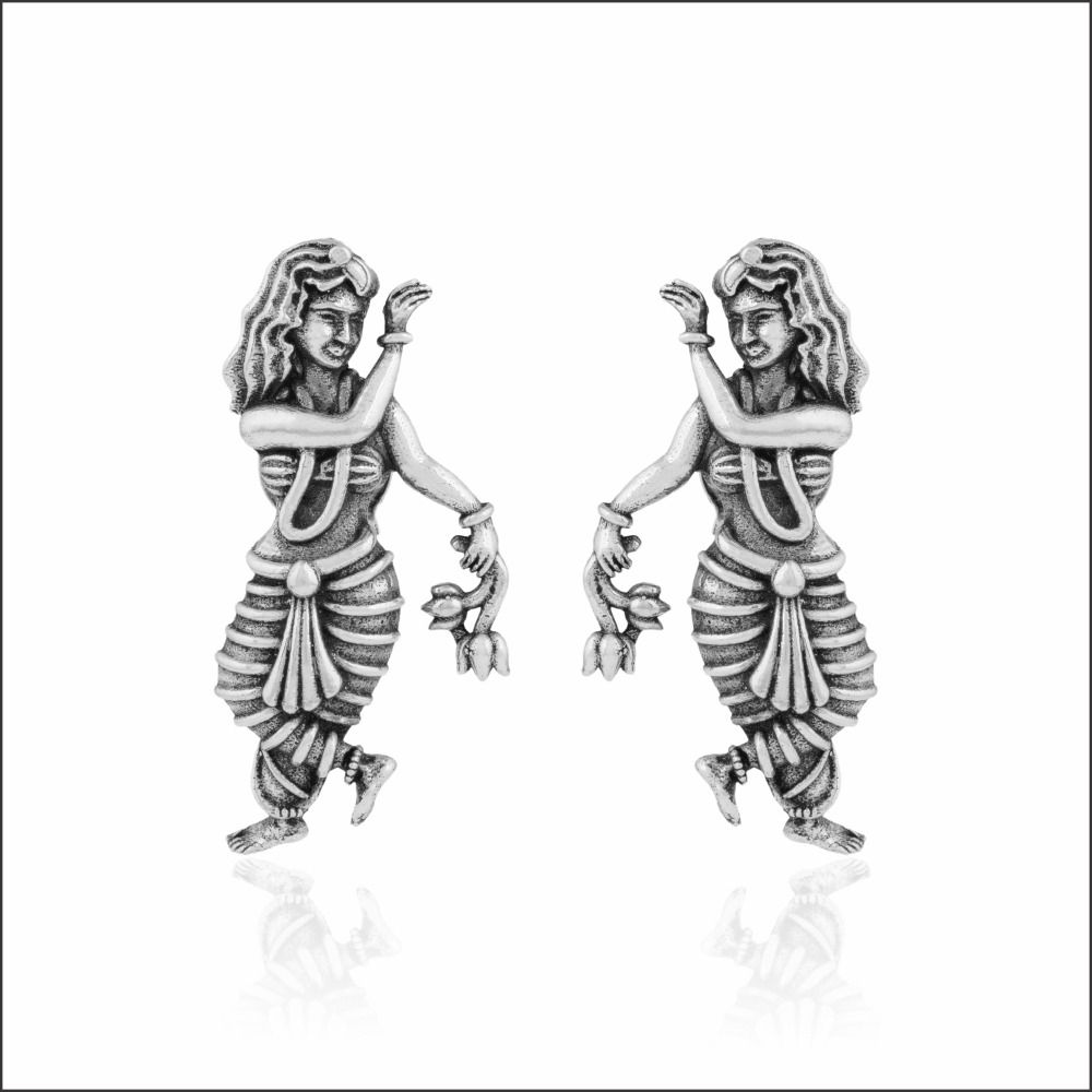 Dancing Girl Motif Sterling Silver Earrings