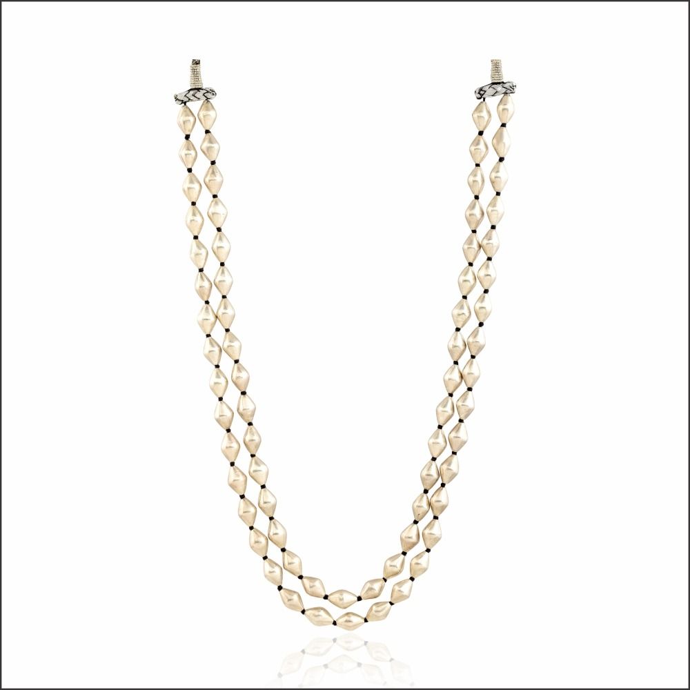 Vintage Charm Silver Wax Bead Maala