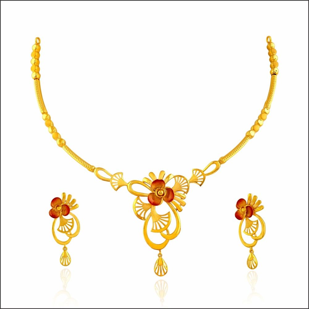Floral Gardenia Resplendent Gold Necklace Set