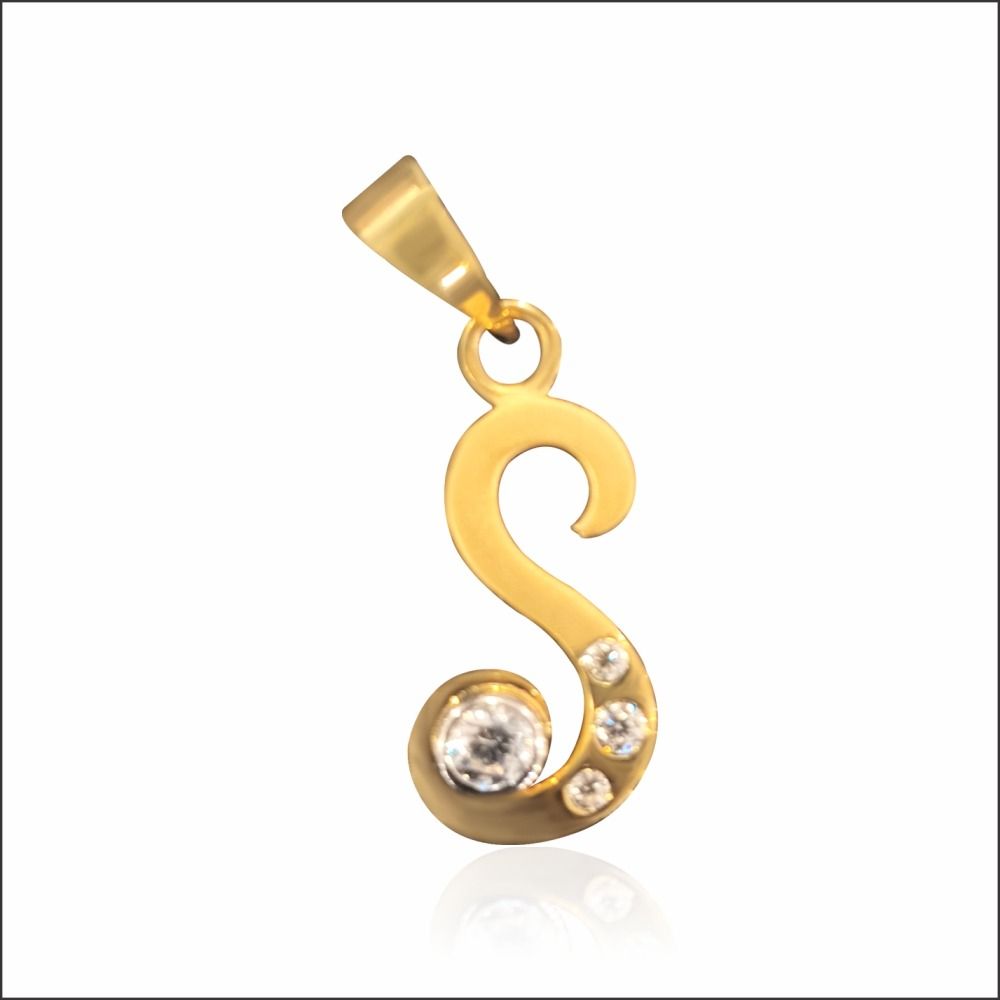Vintage Inspired Alphabet S Gold Pendant