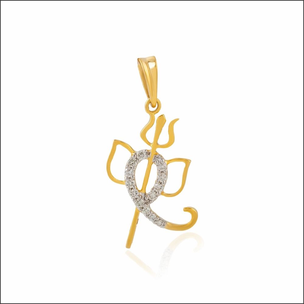 Glorious Ganpati and Shiv Trishul Diamond Pendant