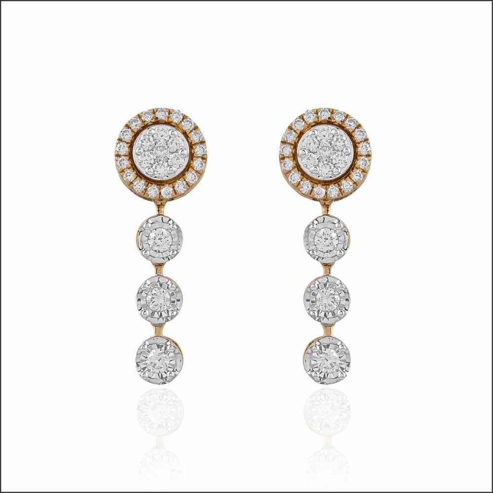 Radiant Round Diamond Drop Earrings