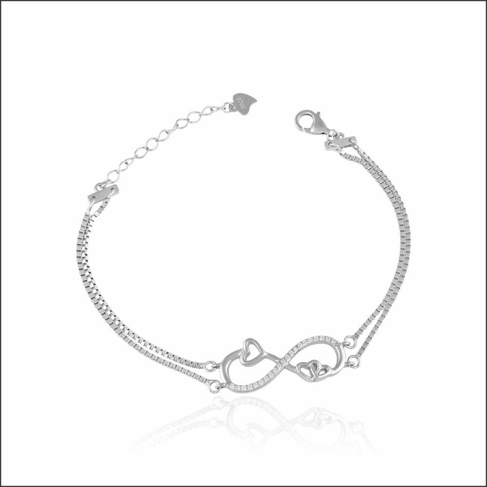 Brilliant Infinity Design Sterling Silver Bracelet