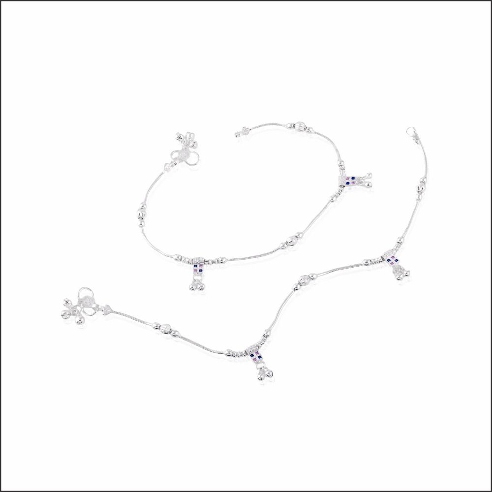 Traditional Sparkle Silver Payal 