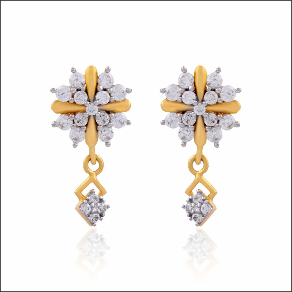 Luminous Floral Cluster Gold Drop Earrings