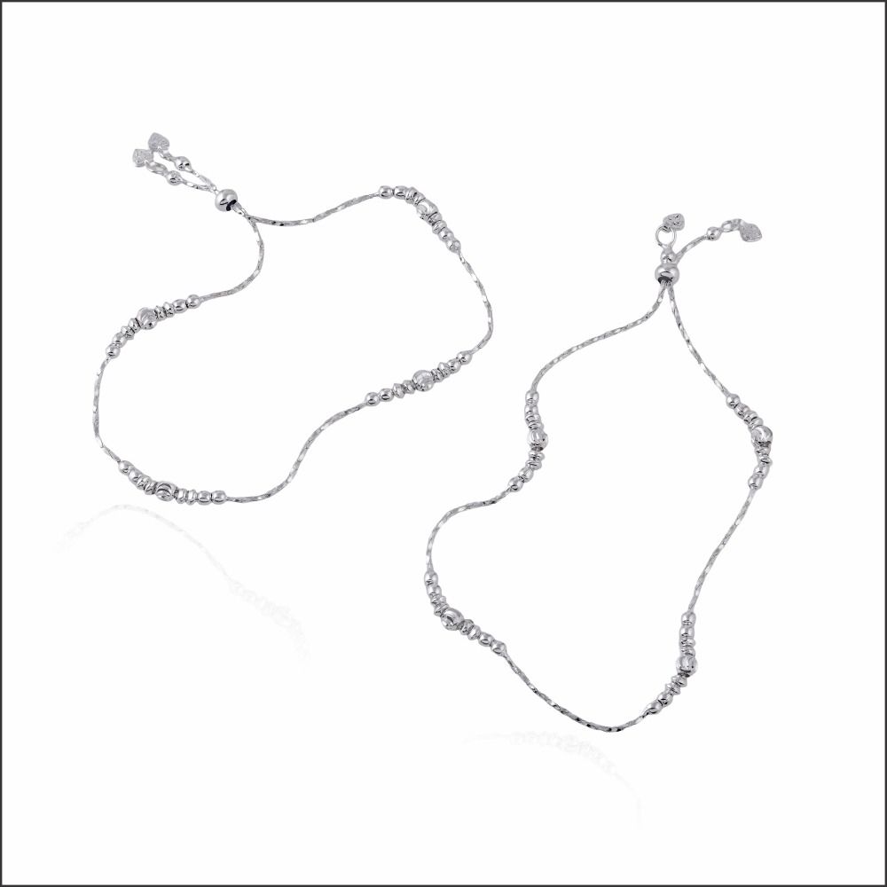 Graceful Sparkle Adjustable Silver Anklet