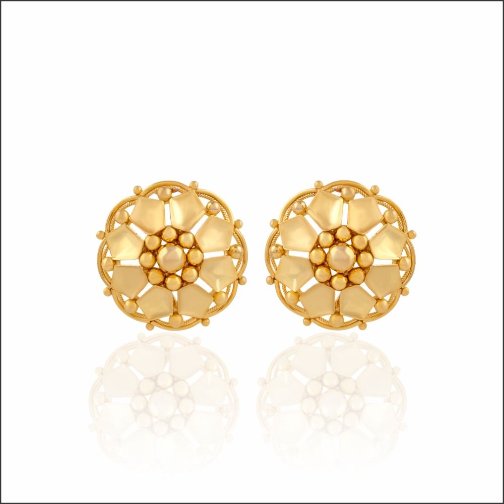 Classic Floral Motif Gold Stud Earrings