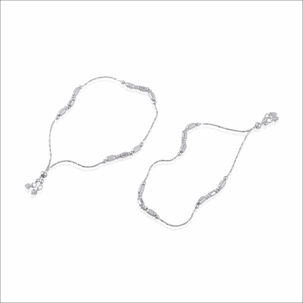 Lustrous Elegance Adjustable Silver Anklet