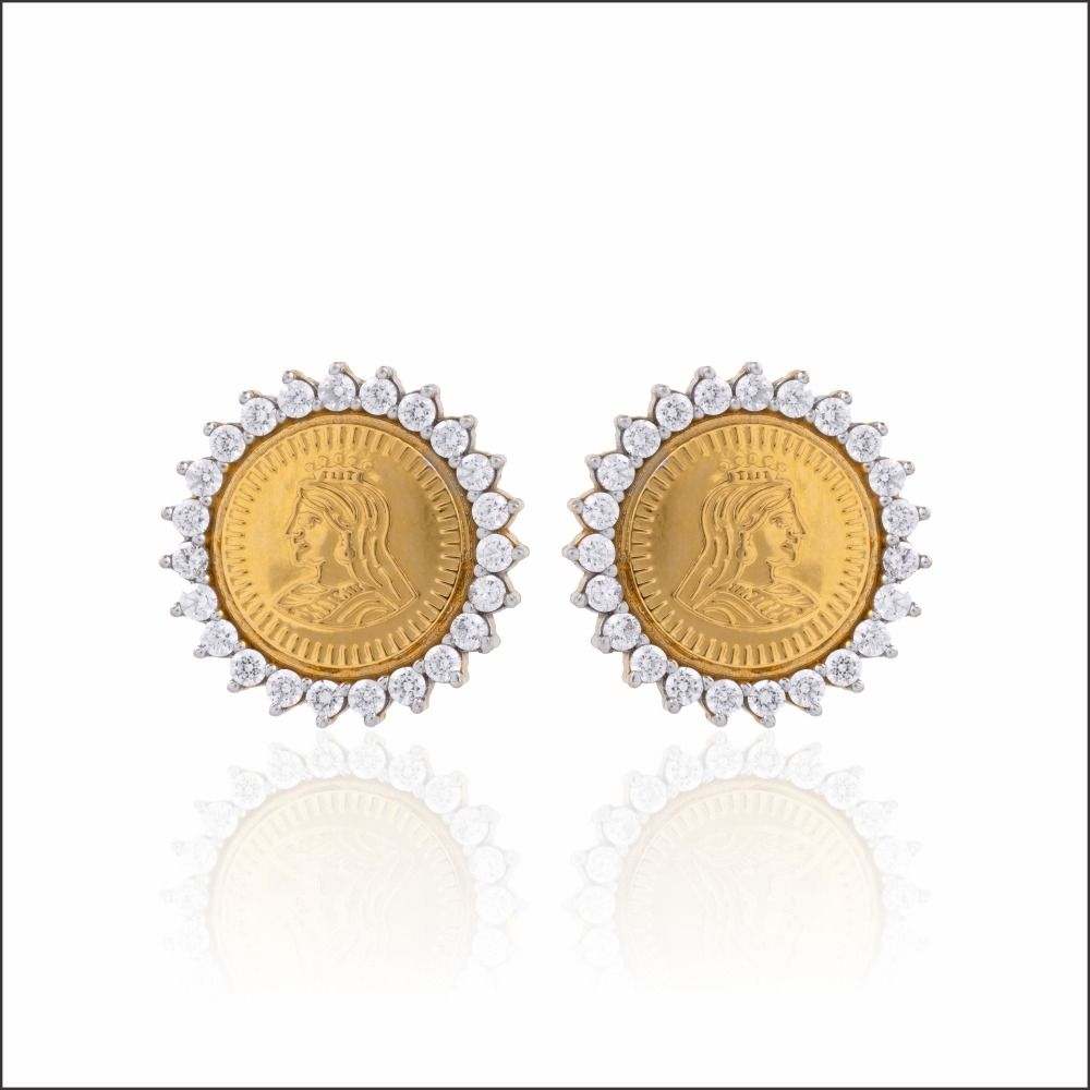 Classic Coin Design Gold Earrings