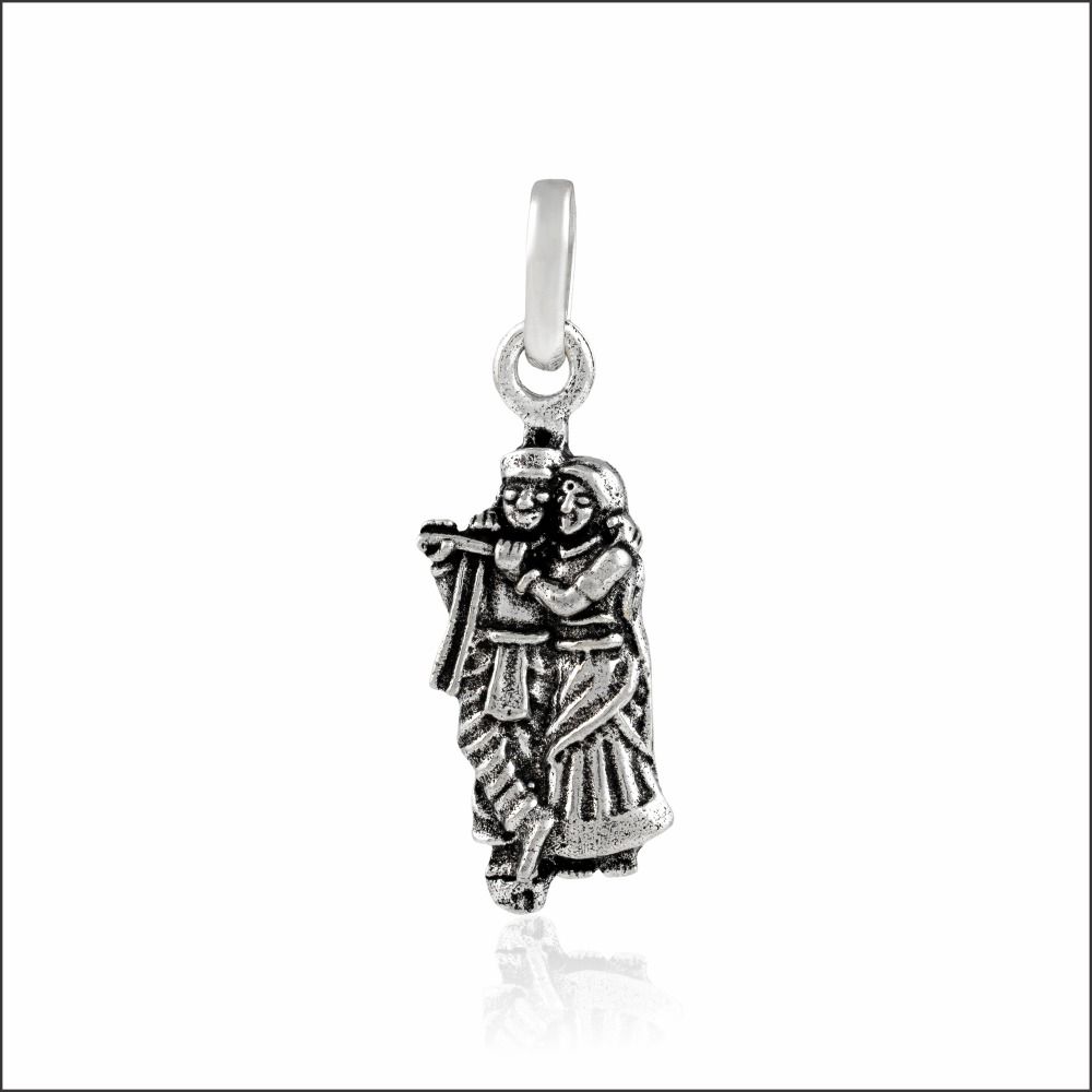 Ornate Radha Krishna Sterling Silver Locket 