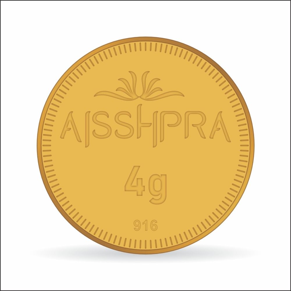 Aisshpra 4 gram Gold Coin or Bar in 22 Karat (916 Purity) Ideal for Gifting or Personal Investment