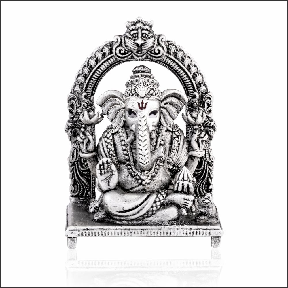 Aisshpra 92.5 Purity Antique Style Lord Ganesha Silver Religious Idol Devotional Items