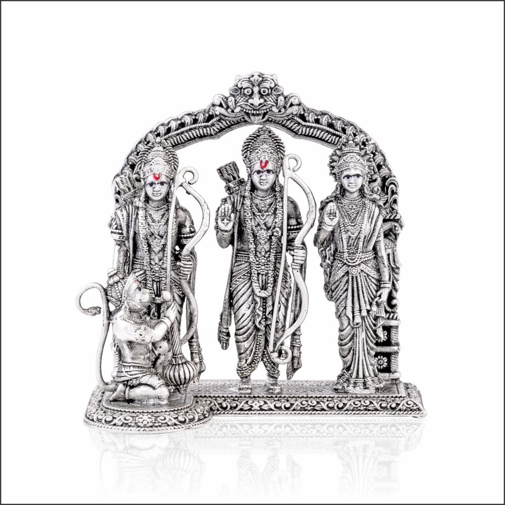 Aisshpra 92.5 Purity Ram Darbar Silver Idol Antique Style Devotional Items