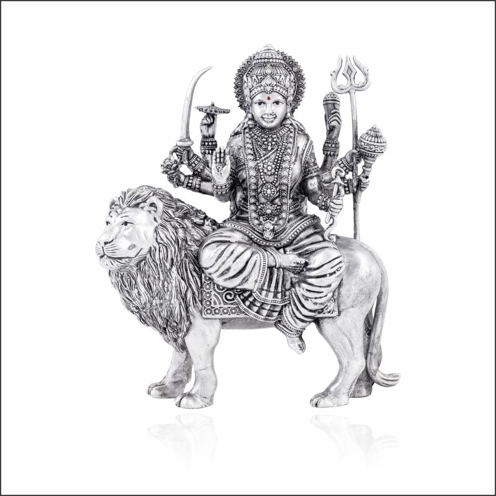 Aisshpra 92.5 Purity Maa Durga Silver Murti or Idol Antique Style Devotional Items