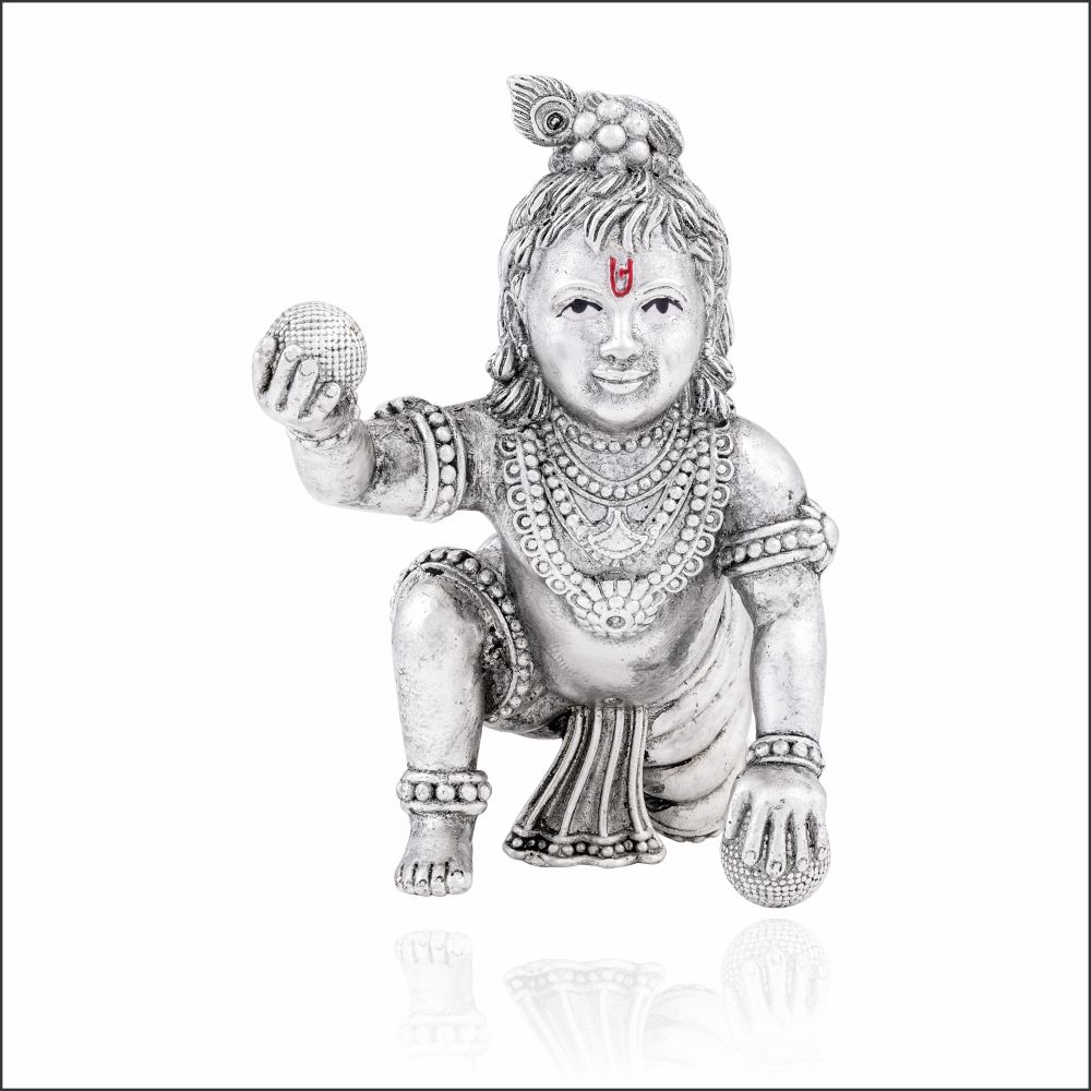 Aisshpra 92.5 Purity Bal Gopal Silver Murti or Idol Antique Style Devotional Items