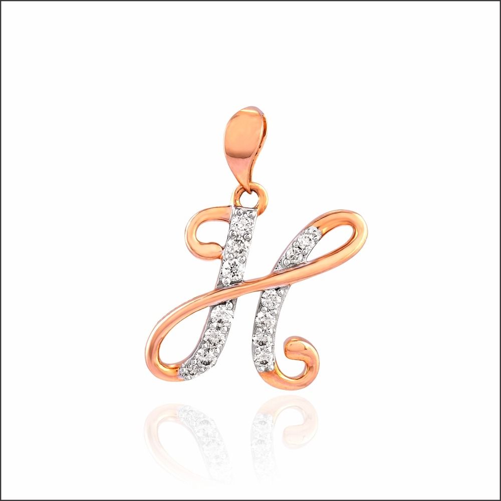 Aisshpra Alphabet "H" Gold Locket in 14 Kt Initial Letter Pendant Jewellery