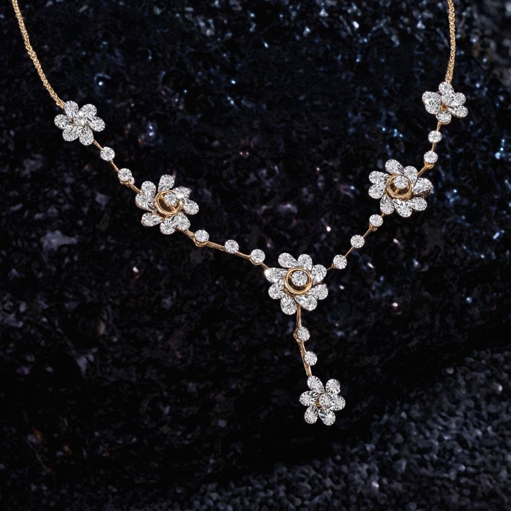 Floral Blossoms Diamond Necklace 