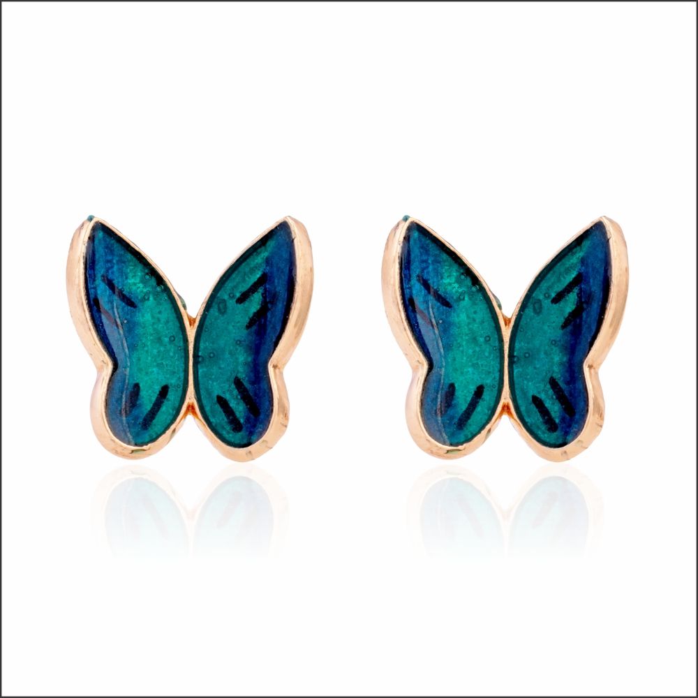 Aisshpra Rose Gold Earrings in 18 Kt for Kids Fluttering Butterfly Design Jewellery