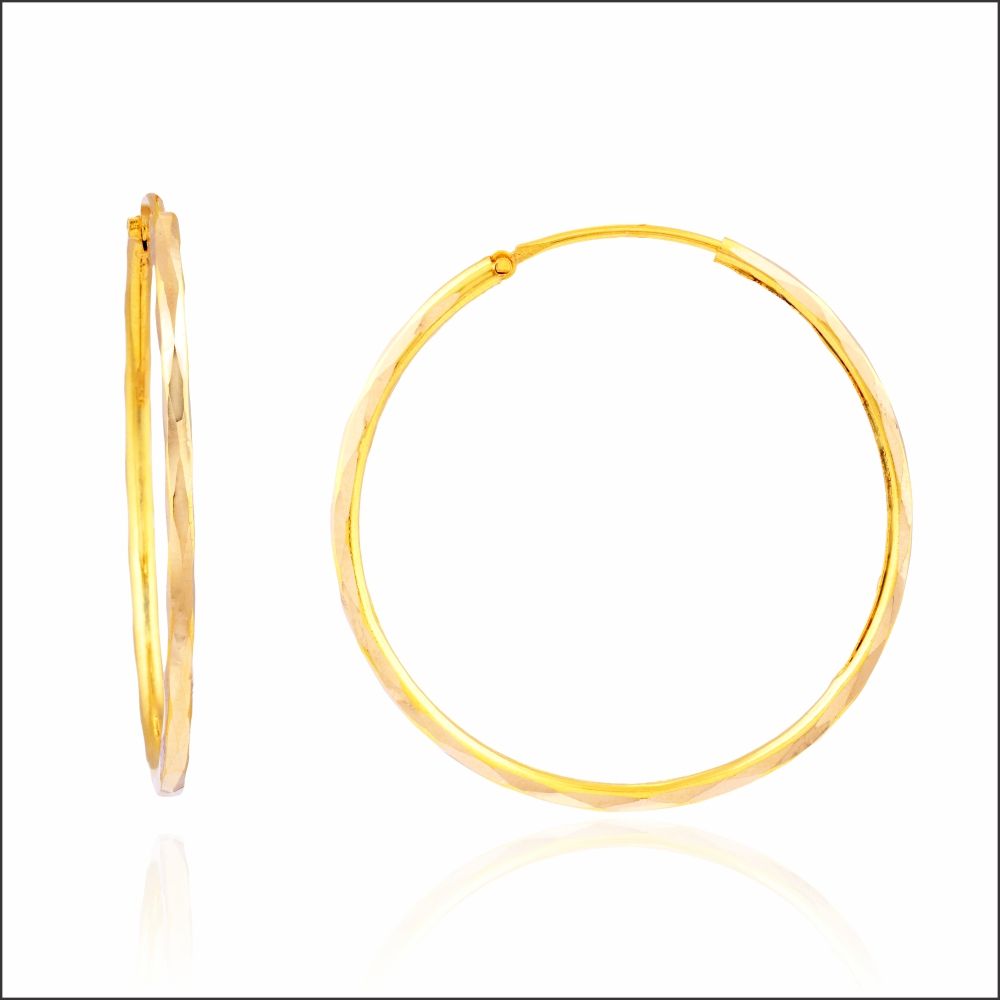 Aisshpra Gold Plain Bali Earrings in 18 Kt Daily Wear Jewellery for Women