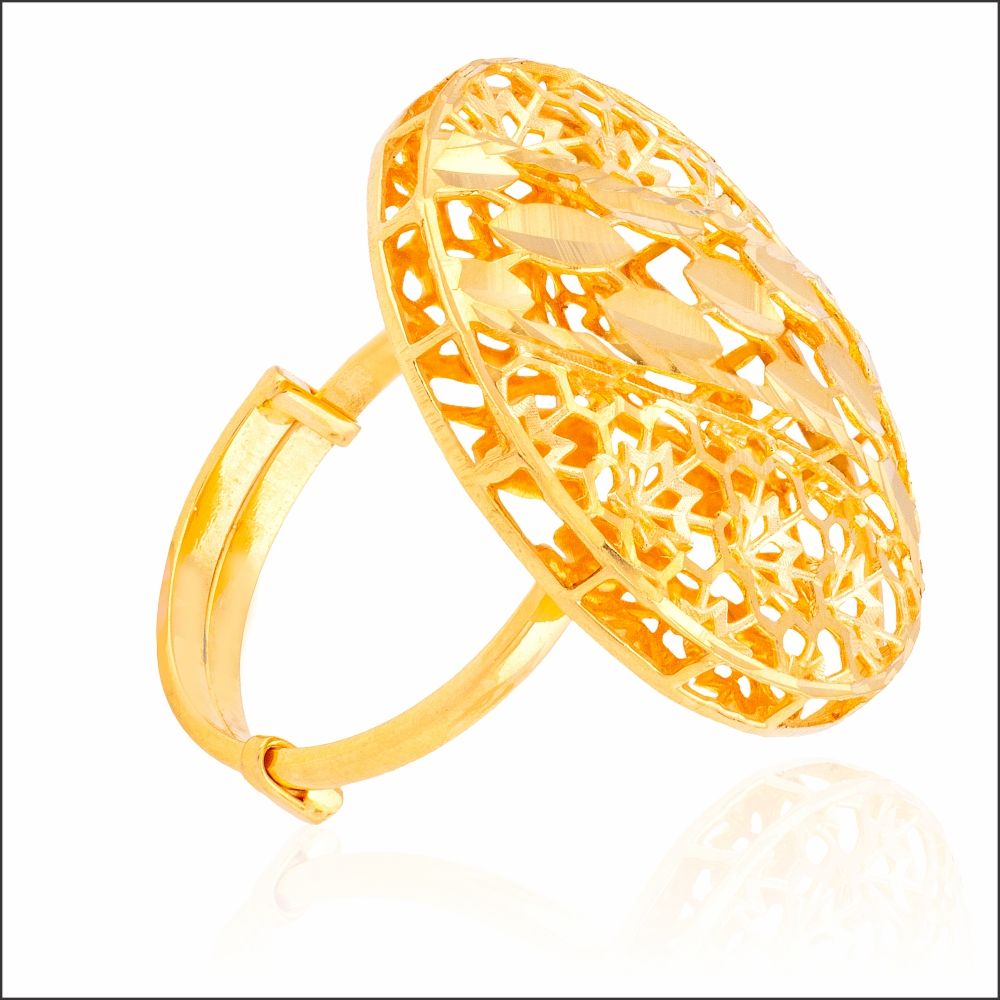 Aisshpra Gold Cocktail Ring in 22 Kt Turkish Jaali Design Wedding Jewellery for Women 