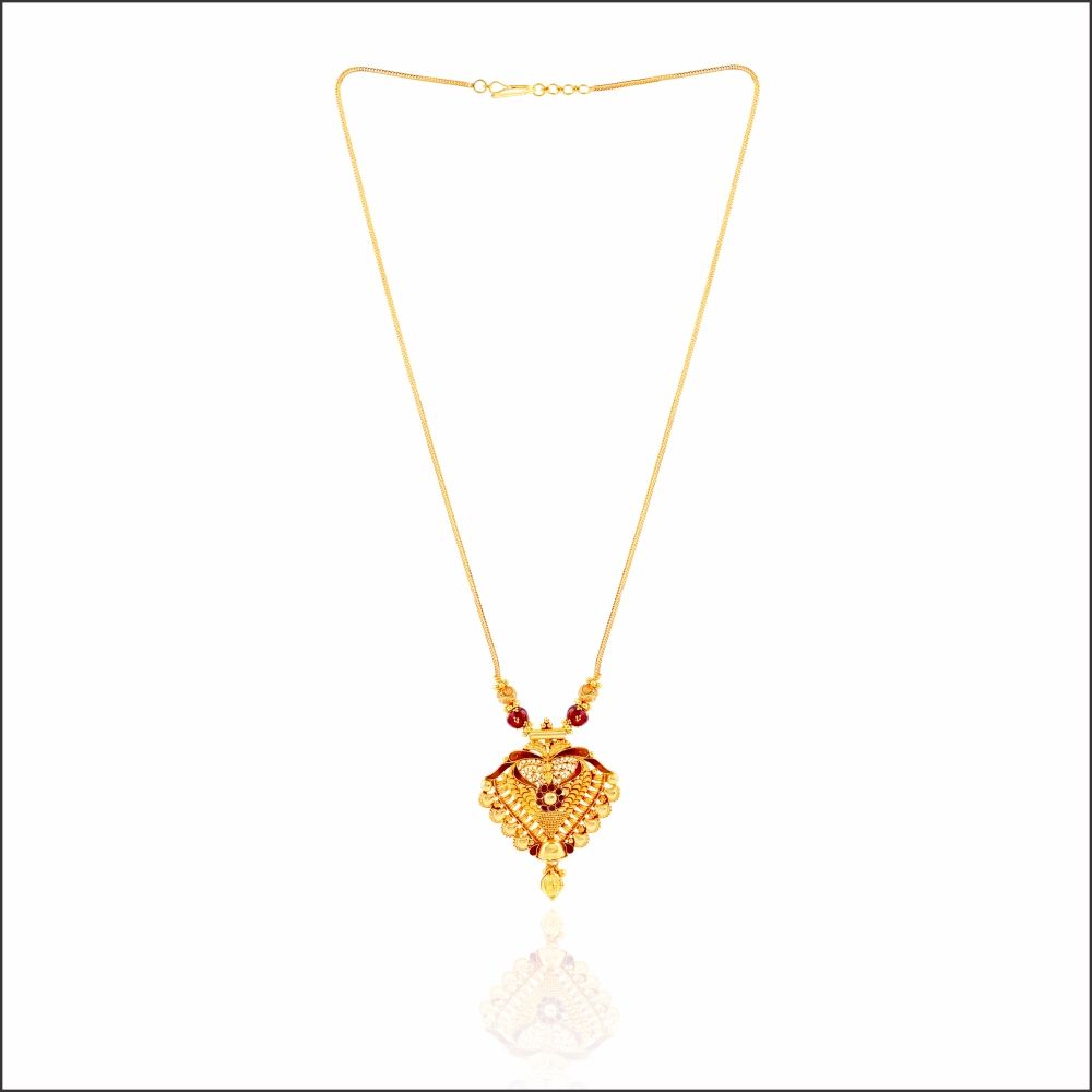 Aisshpra Gold Necklace in 18 Kt Classical Geru Design Traditional Wear Jewellery for Women