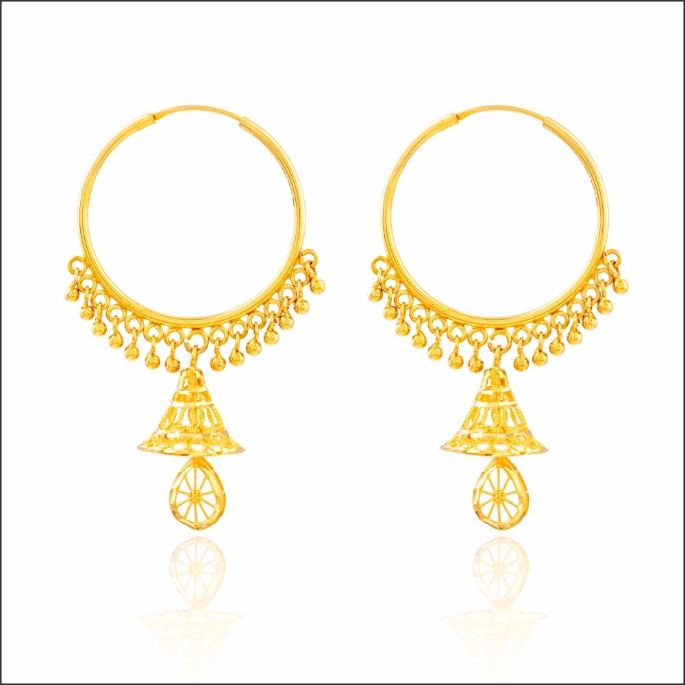 Aisshpra Gold Earrings in 18 Kt for Women Modern Design Party Wear Jewellery