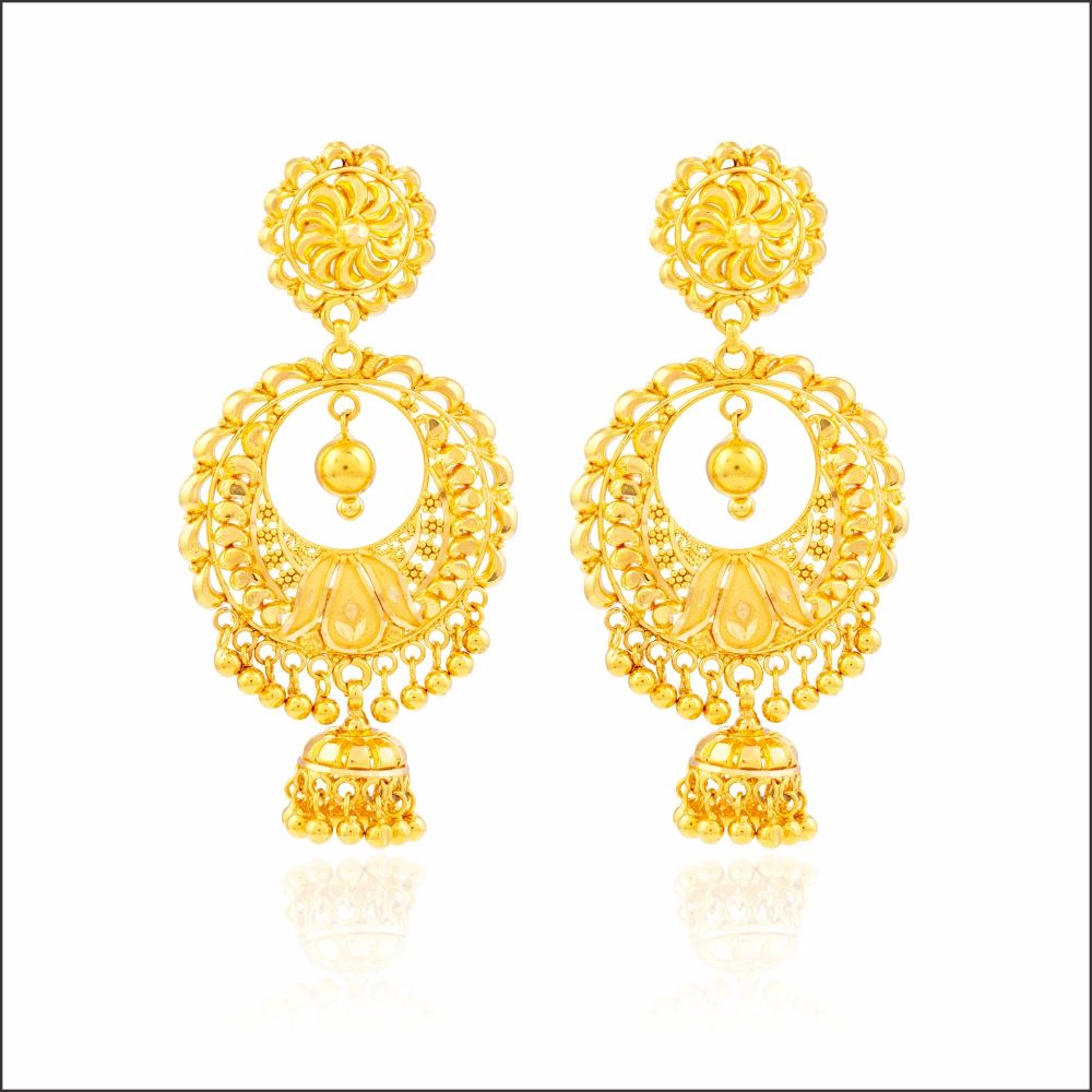Aisshpra Gold Brij Bali Earrings in 18 Kt Stylish Party Wear Jewellery for Women