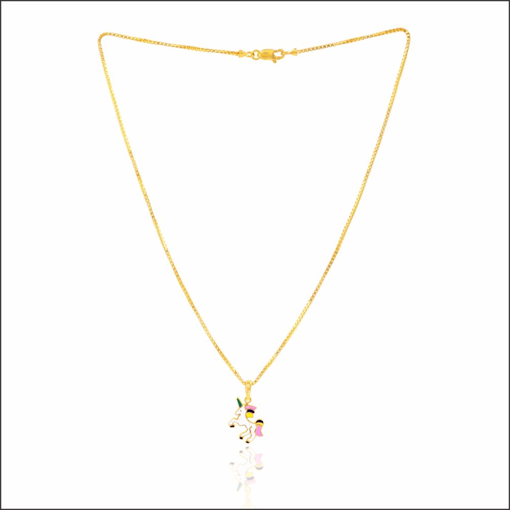 Aisshpra Gold Chain Set in 18 Kt Dreamy Unicorn Design Jewellery for Kids 