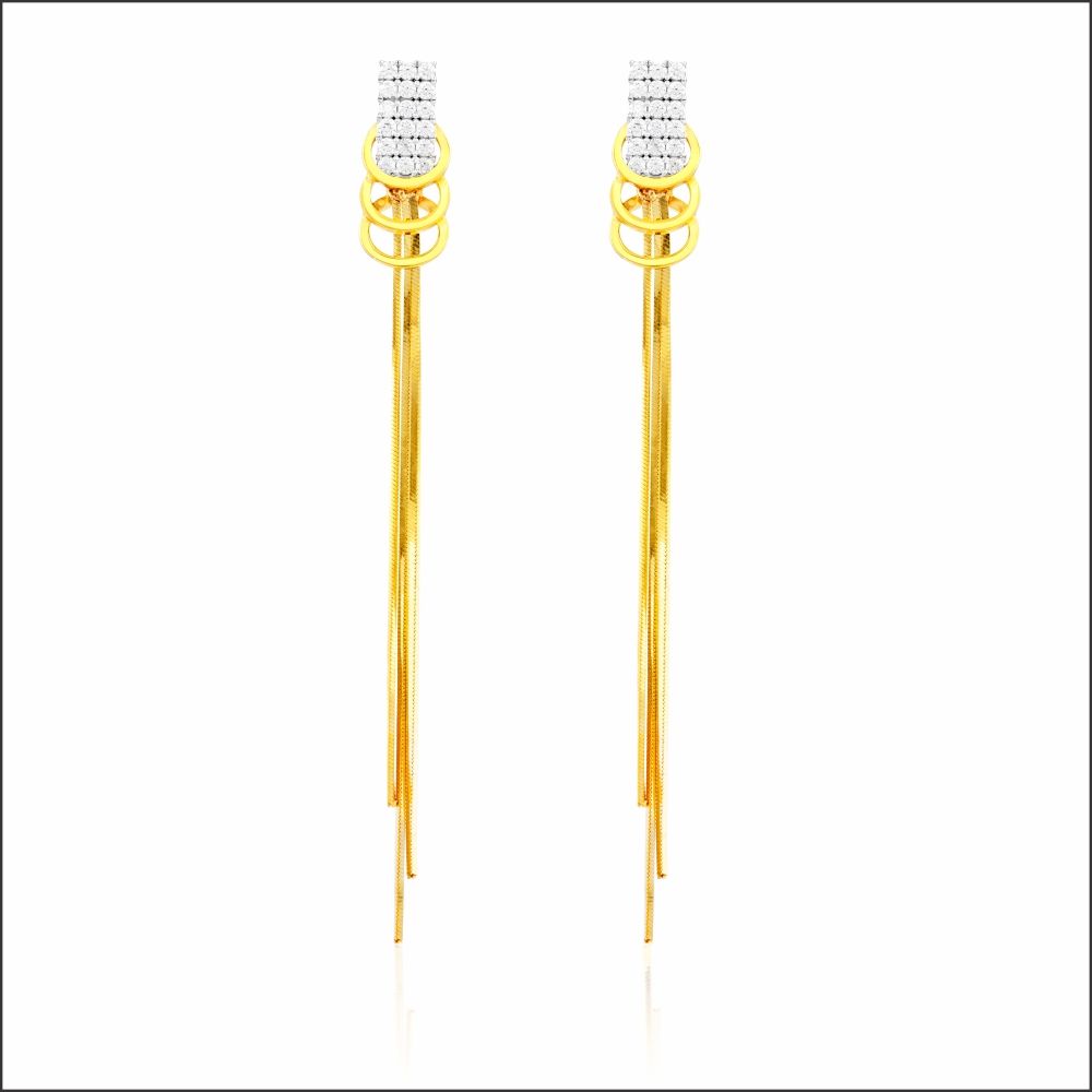 Aisshpra Signity Gold Drop Earrings in 18 Kt Splendid Party Wear Jewellery for Women