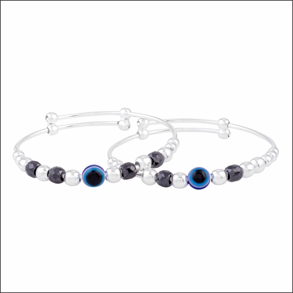 Aisshpra 92.5 Sterling Silver Set of 2 Nazariya Bracelet Silver Jewellery for Kids