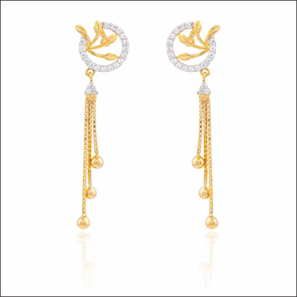 Aisshpra Signity Gold Earrings in 18 Kt Stylish Party Wear Jewellery for Women 