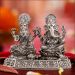 Sacred Lord Lakshmi and Ganesha Silver Idol