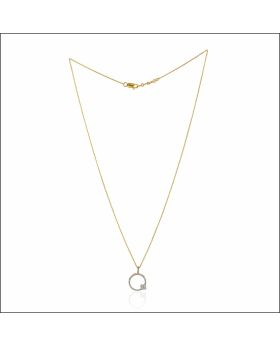 Floral Accent Circle Diamond Pendant Set