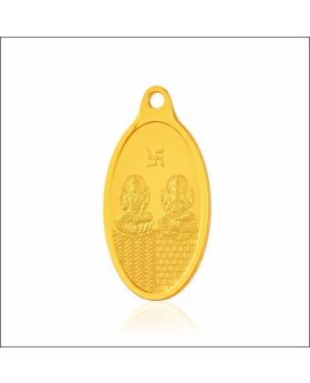 Aisshpra 999 Purity 2 Gram Lakshmi & Ganesha Gold Coin Pendant