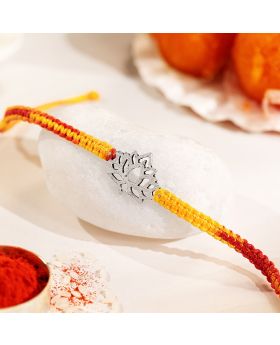 Golden Bond Lotus Design 925 Stamped Silver Rakhi