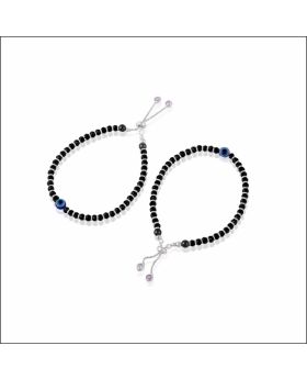 Elegant Black Bead Silver Nazariya Bracelet