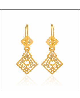 Intricate Geometric Gold Dangle Earrings