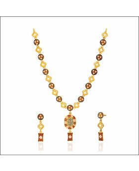 Delightful Meena Design Gold Necklace Set