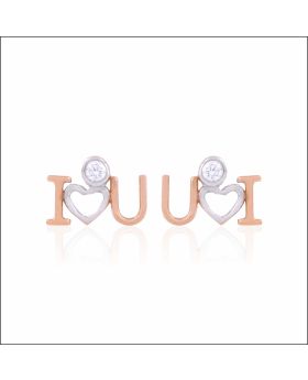 Cheerful I Love You Two tone Gold Earrings