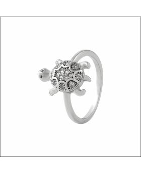 Intricate Tortoise Motif Sterling Silver Ring